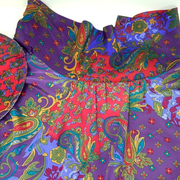 Vintage 90s Koret Paisley Print Secretary Blouse Sz 14 - Picture 13 of 16